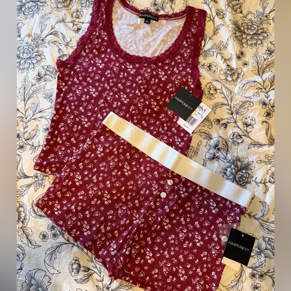 Burgundy Floral Pajama Set